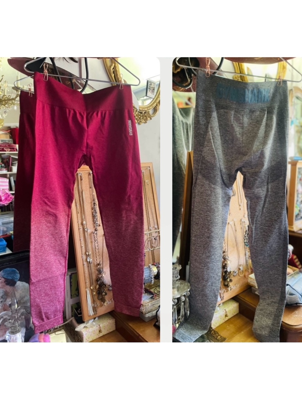 GYMSHARK | L? | Lot of Maroon + Grey Adapt Logo Ombré Seamless Leggings NWT